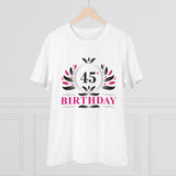 White PC Cotton Men's 45th Birthday Printed Half-Sleeve T-Shirt, round neck, 180GSM thread count for casual occasions
