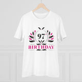 White PC cotton 97th birthday printed men's t-shirt with half sleeves and round neck, 180GSM thread count