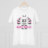 White PC Cotton 83rd Birthday Printed T-Shirt for Men, half sleeve, round neck, 180GSM thread count