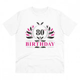 White PC cotton 80th birthday printed men's t-shirt (half sleeve, round neck), high quality thread count 180GSM