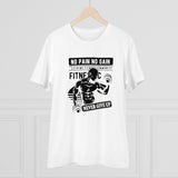 Men's white 180GSM PC cotton gym "No Pain No Gain Never Give Up" half sleeve T-shirt for casual wear