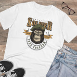 White PC cotton Gorilla design printed men's t-shirt, half sleeve, round neck, 180GSM thread count