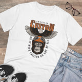 White PC Cotton Gorilla Design Men's Half Sleeve T-Shirt (180GSM), casual wear with vibrant artwork