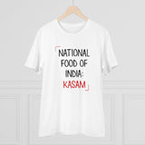 White PC Cotton India Kasam Printed Men's T-Shirt (180GSM), half sleeve, round neck, casual occasion