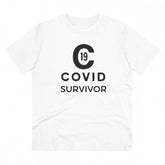 White PC Cotton Covid-19 Survivor T-Shirt (180GSM), half sleeve round neck, casual wear for men