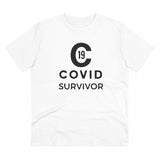 White PC Cotton Covid-19 Survivor T-Shirt (180GSM), half sleeve round neck, casual wear for men