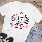 Men's PC Cotton 17th Birthday Printed T Shirt (Color: White, Thread Count: 180GSM)