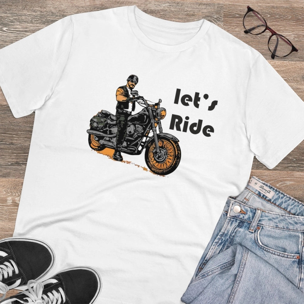 White PC Cotton Explore The Unseen printed men's T-shirt (180GSM), half sleeve round neck for casual occasions