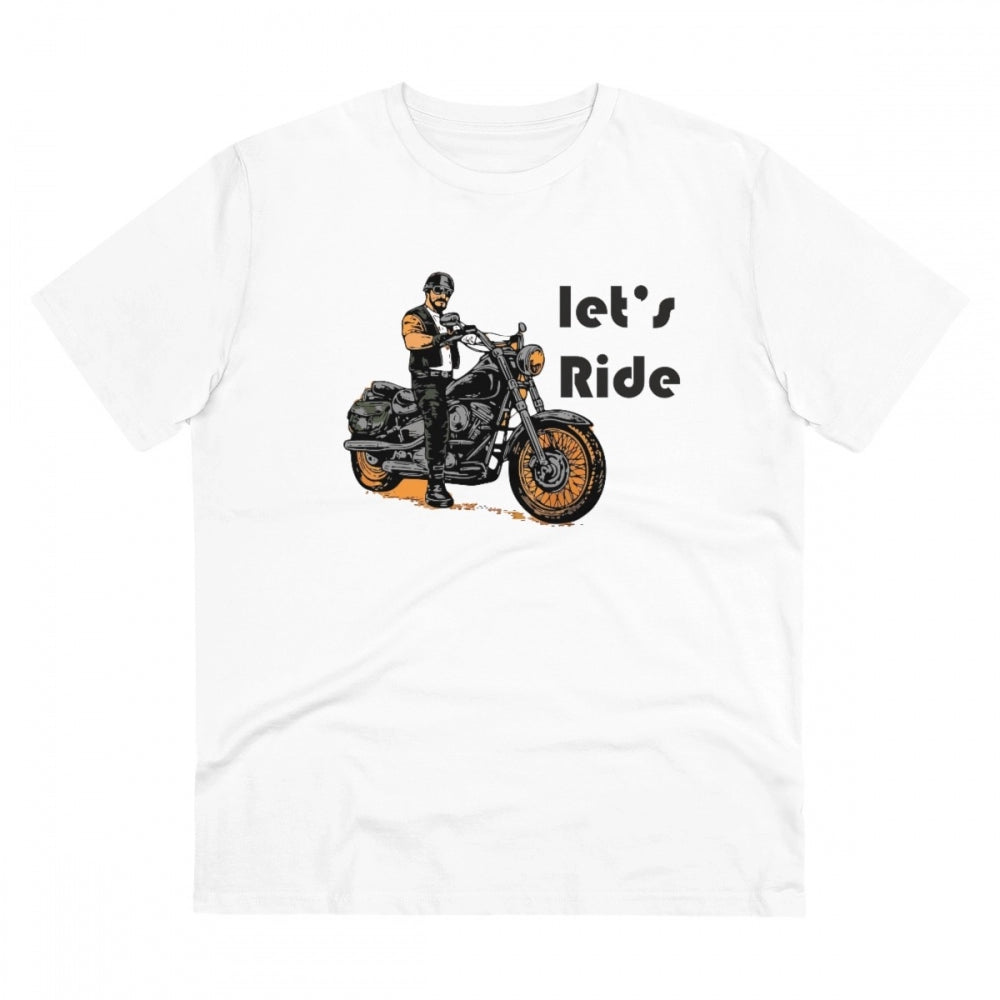 White PC Cotton 'Explore The Unseen' Men's Half Sleeve T-Shirt, 180GSM thread count