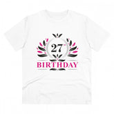 White PC Cotton 27th Birthday Printed Men's T-Shirt (180GSM), half sleeve, round neck