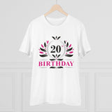 White PC Cotton Men's 20th Birthday Printed T-Shirt (180GSM), half sleeve round neck, casual occasion