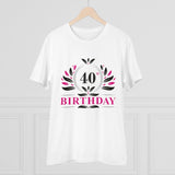 White PC Cotton Men's 40th Birthday Printed Half Sleeve T-Shirt (180GSM) - round neck, casual occasion