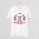 White PC Cotton Men's 32nd Birthday Printed T-Shirt (180GSM), half sleeve round neck, casual occasion