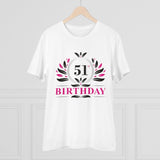 White PC Cotton 51st Birthday Printed Men's T-Shirt, half sleeve round neck design for casual occasions