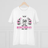 Men's PC Cotton 50th Birthday Printed T Shirt (Color: White, Thread Count: 180GSM)