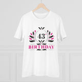 White PC Cotton 43rd Birthday printed men's T-shirt (half sleeve, round neck), 180GSM thread count