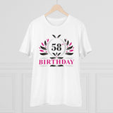 White PC Cotton men's 58th birthday half sleeve printed t-shirt (180GSM)