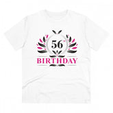 White PC Cotton Men's 56th Birthday Printed Half Sleeve T-Shirt, 180GSM thread count for casual occasions