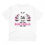 White PC Cotton Men's 56th Birthday Printed Half Sleeve T-Shirt, 180GSM thread count for casual occasions