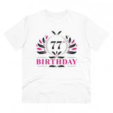 White PC Cotton Men's 77th Birthday Printed Half Sleeve T-Shirt, 180GSM thread count for casual occasions