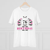 White PC cotton 76th birthday printed half sleeve t-shirt for men's casual occasion (180GSM thread count)
