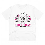 White PC Cotton 96th Birthday Printed Men's T-Shirt with Half Sleeve and Round Neck, Thread Count 180GSM (occasional variation in actual color)