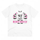 White PC Cotton Men's 92nd Birthday Printed Half-Sleeve T-Shirt on display