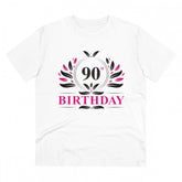 White PC Cotton Men's 90th Birthday Printed Half-Sleeve T-Shirt (180GSM) for casual occasions