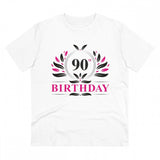 White PC Cotton Men's 90th Birthday Printed Half-Sleeve T-Shirt (180GSM) for casual occasions
