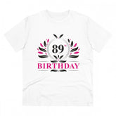 Men's white PC Cotton 89th birthday printed half-sleeve T-shirt with round neck, 180GSM thread count for casual occasions
