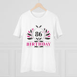 White PC Cotton men's 86th Birthday half sleeve round neck T-shirt (180GSM) for casual occasions