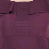 Purple polyester fit-and-flare dress for women's casual occasions, round neck with short sleeves