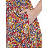 Maroon polyester fit-and-flare dress for women, ideal for casual occasions with 3/4 sleeves