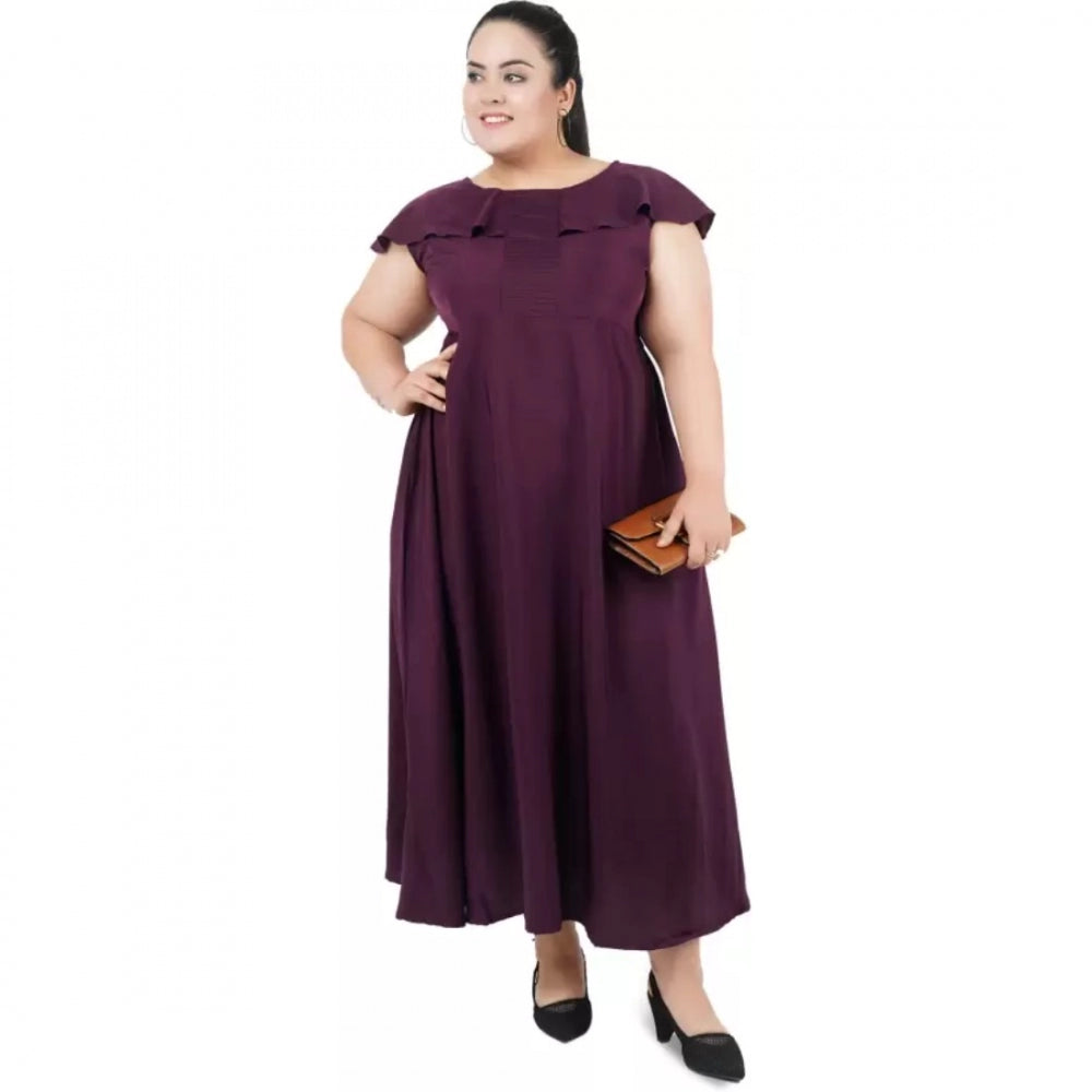 Purple polyester fit-and-flare dress for women, ideal for casual occasions