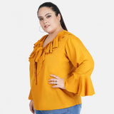 Yellow Georgette Women's Casual Bell Sleeve Top - Perfect for casual occasions