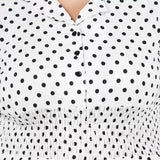 White poly crepe cinched waist dress for women, casual occasion with short sleeves