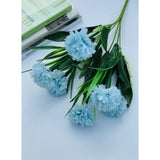 Blue silk & polyester chrysanthemum flower bunch (6) for home decoration & gifts