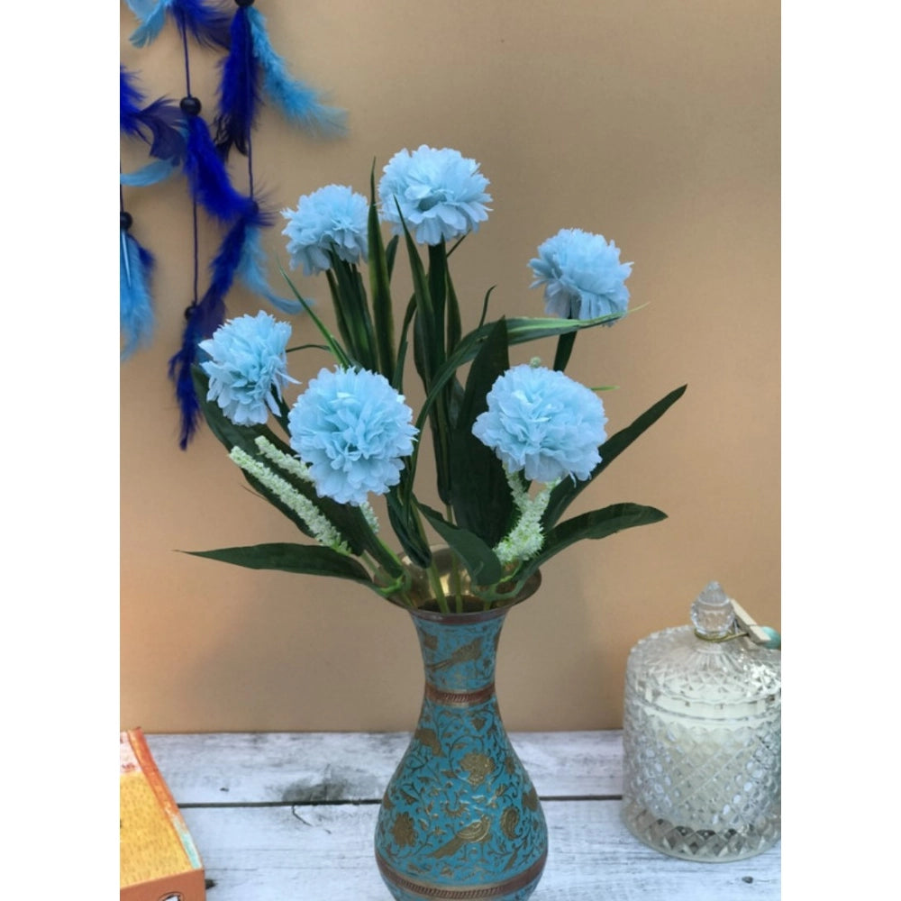 Blue silk & polyester chrysanthemum flower bunch for home decoration (6 pieces, 12 inches) - ideal for indoor/outdoor use, living room, garden, gift for loved ones