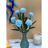 Blue silk & polyester chrysanthemum flower bunch for home decoration (6 pieces, 12 inches) - ideal for indoor/outdoor use, living room, garden, gift for loved ones