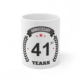 Ceramic 41st Anniversary Printed Coffee Mug (Color: White, Capacity:330ml)