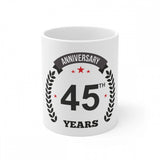 Ceramic 45th Anniversary Printed Coffee Mug (Color: White, Capacity:330ml)
