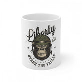 White ceramic coffee mug with Gorilla design, 330ml capacity