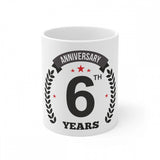 White ceramic 6th anniversary printed coffee mug (330ml) - ideal for anniversary gifts or daily use