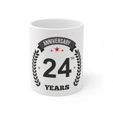 White ceramic 24th anniversary printed coffee mug (330ml) for special occasions