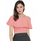 Peach hosiery crop top - women's western wear hosiery, sleeveless design with plain pattern