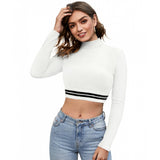 Women's Western Wear Hosiery Crop-Top (White)