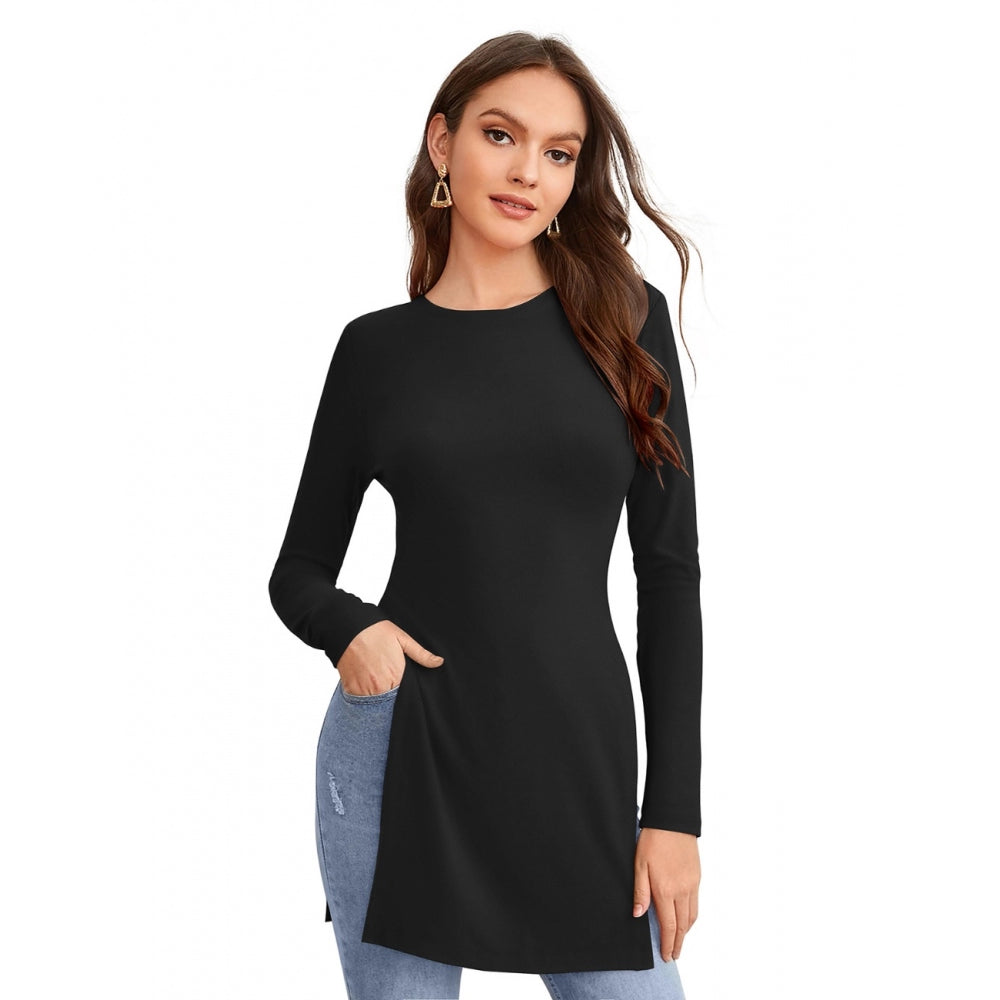 Black hosiery women's Western wear T-shirts, full sleeve with round neck, plain design