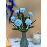 Blue silk & polyester chrysanthemum bunch (6) - artificial flowers for home decoration, suitable for living room, garden, tables, gifts