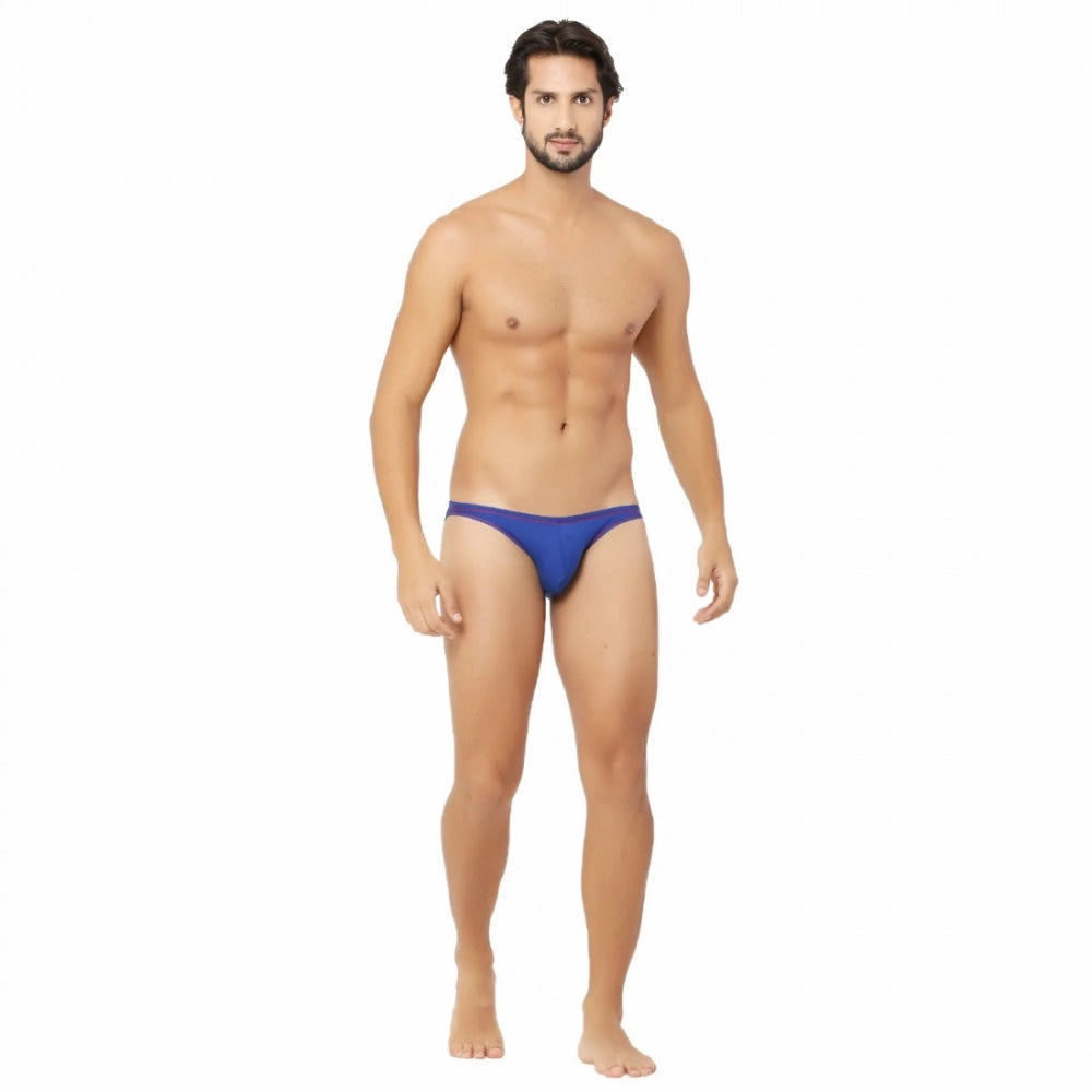 Blue cotton spandex men's hip cut briefs underwear - smooth fit, contoured pouch, all-day fresh technology