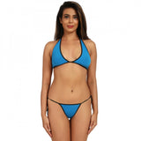 Blue Nylon Spandex Women's Bikini Set - Sexy, high stretch design, perfect for beach or nights